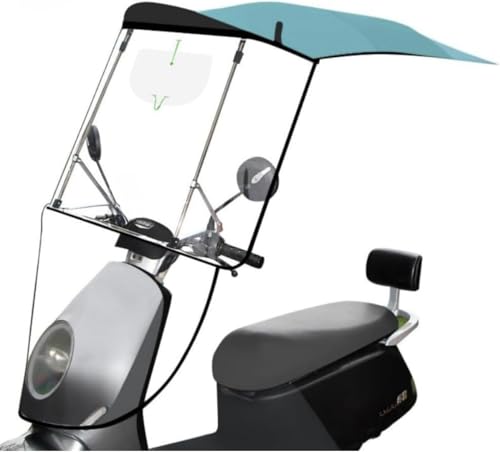 Fiozwea 自転車・電動スクーター用折りたたみ・収納・キャノピー。全天候型保護:日よけ、防寒、防風、防水。耐久性、透明度、窓用スクリーン付き。やに最適。 (スカイブルー)