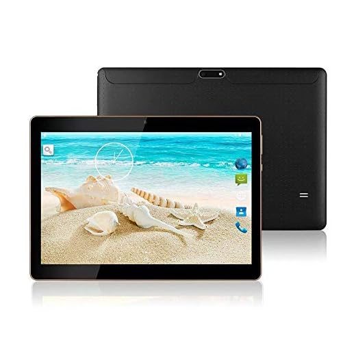 10.1" Inch Android Tablet PC,3G Unlocked Phablet 4GB RAM 64GB Storage with Dual sim Card Slots and Cameras, Tablet PC with WiFi, Bluetooth,GPS(Metallic Silver) (Matte Black)