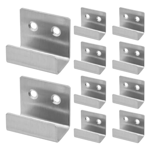 Image of Wall Hanger, Stainless Steel Wall Mount Brackets and Hooks, Heavy Duty Wall Hanger for Picture Frame, Mirrors and Tile Display (Silver, Large, 10 Pcs)