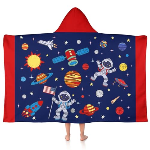 sdhinlwo Thickened Hooded Towels for Kids Suitable Girls Boys Kids Bath Towels, 30"x50" Super Absorbent, Space Universe Cute Cartoon Toddler Towels Multi-Purpose for Beach, Pool and Bathroom by sdhinlwo - Used condition - US$15.14