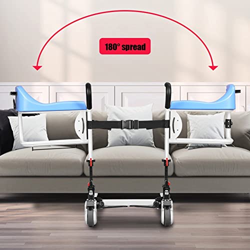 Wheelchair Wheeled Commode Chair Shower Commode Chair On Wheels Transport Wheelchair With 180° Split Seat Commode Chair Height Adjustable Mobile For Seniors Up To 120Kg (Color : Blue, Size : One Siz #TOP2