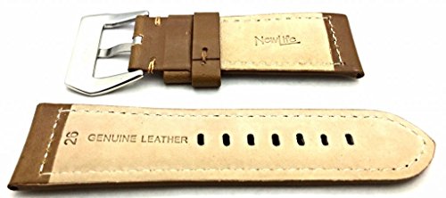 Newlife 26Mm Brown Leather Watch Band Compatible With Panerai Watch | Thick, Solid, Smooth, Padded Replacement Wrist Strap Bracelet That Brings To Any Watch (Mens Standard Length) #TOP1