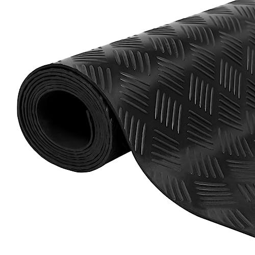 vidaXL Bodenmatte Rutschfest Gummimatte Bodenbelag Bodenschutzmatte Antirutschmatte Fu&szlig;matte Riefenmatte Gummil&auml;ufer Gummi 1,5x2m 3mm Karomuster