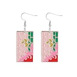 Demon Slayer Tanjiro Boucles d'oreilles Tanjirou Anime Cosplay Boucles d'oreilles Dangle Boucles d'oreilles Accessoires pour Femmes Hommes Filles Mode Double-face Acrylique Boucles D'oreilles