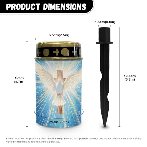 Image of Cross Pattern Solar Garden Light Waterproof Garden Solar Lights for Grave Pathway Dove of Peace Candles Night On Automatically