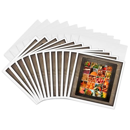 3dRose Thanksgiving Collage Greeting Cards, 6" x 6", Set of 12 (gc_34117_2)
