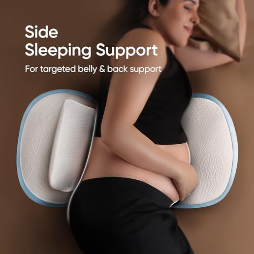 Image of Frido Maternity Pillow Plus, Adjustable Pregnancy Pillow for Side Sleeping, D-Shaped Belly & Back Support Wedges, Comfortable Sleep Through Every Trimester, Washable Cover, Baby Blue