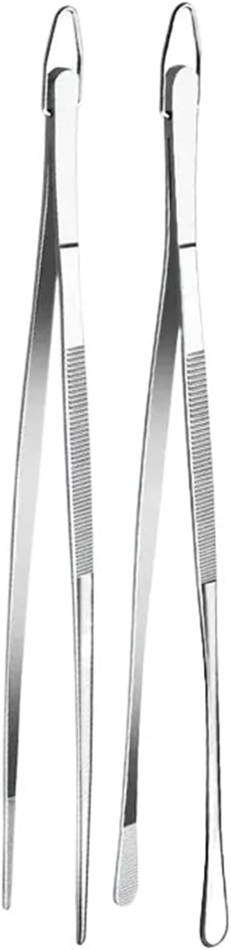 2pcs Tweezer Tongs Fine Extra-Long 304 Stainless Steel Cooking Tweezers for Kitchen Food Sea