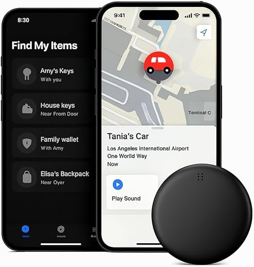 Dimova Localizador, GP90 - Localizador GPS de Precisión Sin Suscripción (Compatible con Android e iOS), Rastreador Inteligente para Llaves, Maletas y Carteras (1 Negra,Android)