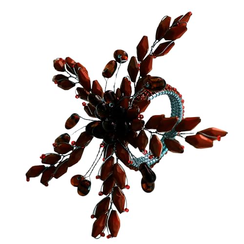 ITOS365 Napkin Rings Set of 12 for Dining Table Decoration Parties Everyday Metal Napkin Holder Leaf Wine (Pack of 12)