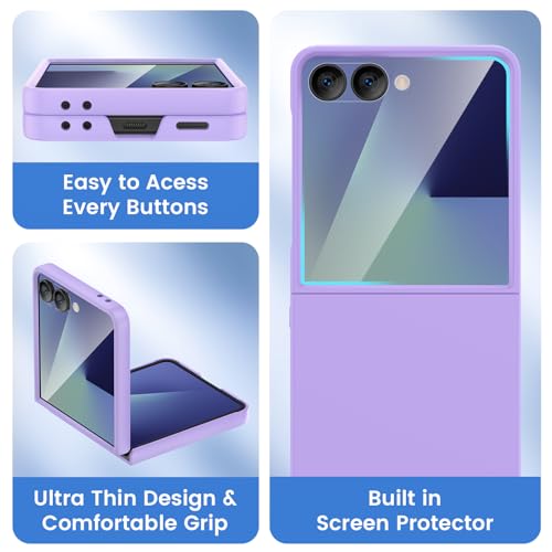 Image of Ruky for Samsung Galaxy Z Flip 7 Case, Hard PC Ultra Slim Shockproof Protective Cover, Support Wireless Charging Girls Women Full Body Covers for Samsung Z Flip 7, Purple