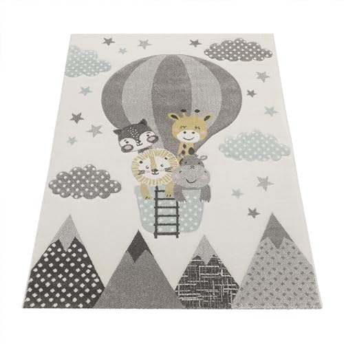 Paco Home Children's Rug, Modern Children's Room Pastel Rug, Cute 3D Animal Motifs, Size:240x340 cm
