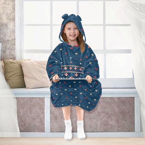 Couverture à capuche fille bleu foncé géométrique aztèque chaude - 4