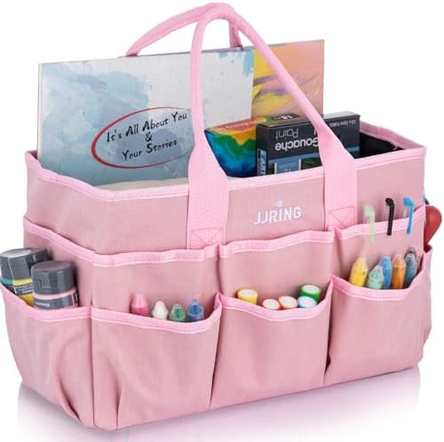 JJRING Craft Tote Bag Organizer for Art Storage, Art Tote Organization with Multiple Pockets, Art Sewing Supply Bag for Scrapbooking, Medical, and Office Supplies Storage (Pink) JJRING Craft Tote Bag Organizer for Art Storage, Art Tote Organization with Multiple Pockets, Art Sewing Supply Bag for Scrapbooking, Medical, and Office Supplies Storage (Pink)