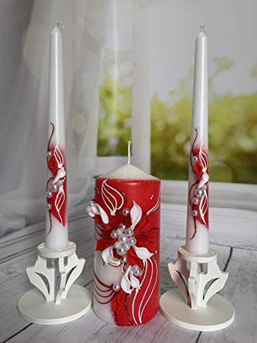 Magik Life Unity Candle Set for Wedding - Wedding Accessories for Reception and Ceremony -Decorative Pillars Red Magik Life Unity Candle Set for Wedding - Wedding Accessories for Reception and Ceremony -Decorative Pillars Red