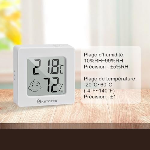 KETOTEK 5 pièces Mini Hygrometre Thermometre Interieur Thermomètre Hygromètre Numérique LCD Moniteur de Température et Humidimètre pour Maison Bureau – vue 4