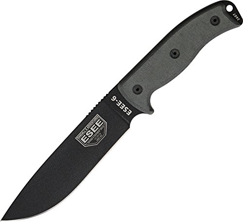 ESEE RC6P Fixed Blade Knife - 5.75" 1095 Steel, Black Micarta Handles
