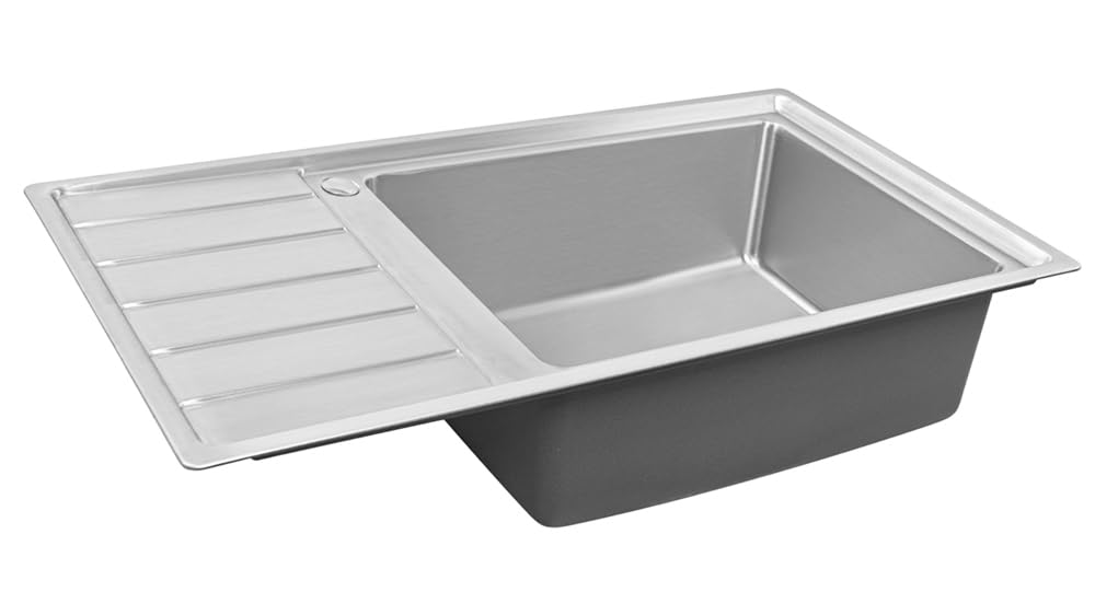 86x50x21, R20 Lavello da cucina, acciaio inox 304, spessore 0,8 mm, XXL Vasca 50x40cm,rettangolare, 1 vasca, Lavelli, sgocciolatoio a sinistra