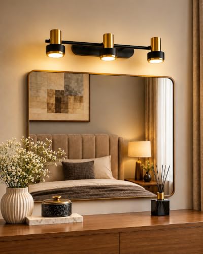 Image of FILLISKA 3 in 1 Double Wall spot /Picture /Display /Mirror Light with Adjustable Head and Colour Changing Function (18 Watt Gold & Black-685)