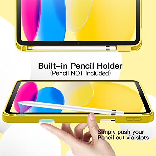 Image of JETech Cover Case for iPad (A16) 11th /10th Generation (2025 /2022) with Pencil Holder, Slim Tablet Cover with Soft TPU Back, Auto Wake /Sleep (Yellow)