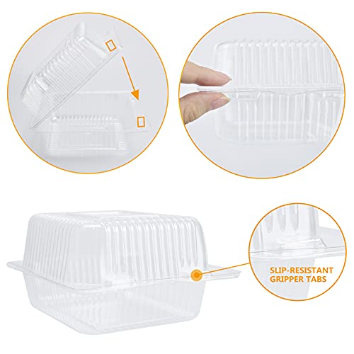 Mr.Foam FX-SPH Clear Hinged Plastic Containers With Lids,50Pc Square Hinged Food Individual Cake Slice Containers Disposable Plastic Clamshell Takeout Tray thumb #2