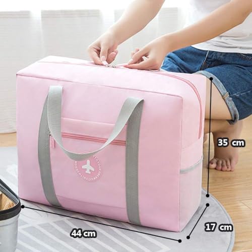 Image of CAVALO Be Unique Travel Duffle Bag for Luggage Spacious with Pockets Foldable Weekender Zipper Bag, Stylish Handbag Carry on Trolley Bag Waterproof Nylon Pink (44 x 18 x 35 cm)