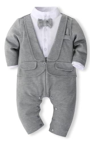 Image of Abolai Baby Boys' Tie Striped Vest Gentleman One-Piece Romper Wedding Outfit