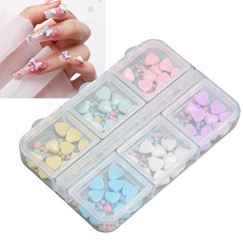 Decorações de arte de unhas, 1 caixa de decoração de arte de unhas de coração, resina segura portáti