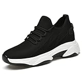 Tallure Sneakers, 4 Inch Hidden Height Increase Shoes, Lightweight Breathable Walking Sneakers with Arch Support and Non-Slip Sole (Men7.0-Women8.5, Black 3.2in)