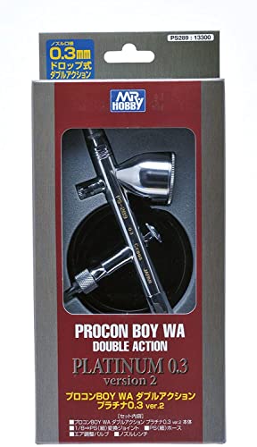 GSI Creos GNZ-PS289 Mr. Procon Boy WA Platinum Airbrush with Air Up System, 0.3mm, Silver, 21.49 x 9.88 x 4.29 cm - Image 4