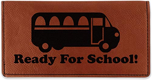 Personalized School Bus Leatherette Checkbook Holder - Single Sided