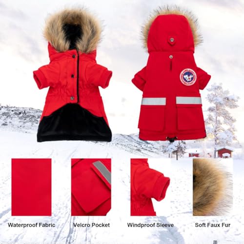 Pina DG-MF-DERD-S Dog Coats For Small Dogs, Waterproof Dog Jacket, Dog Winter Coat Jacket, Warm Dog Cold Weather Coats thumb #4