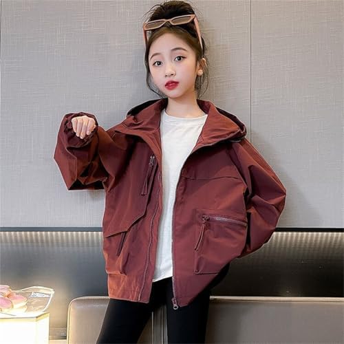 Kids Cargo Raincoat Hooded Zip Solid 𝗪aterproof Oversize Outerwear Warm Windproof Rain Jacket with Pocket3