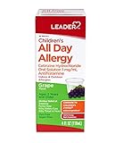 Leader Children's 24 Hour All Day Allergy Relief, Cetirizine HCL Liquid, 4 Ounce, Grape