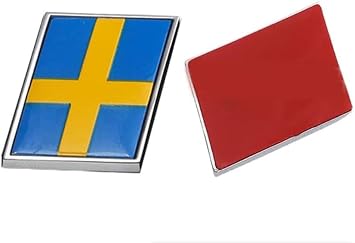 3D Car Metal Aluminium Logo 3D Sticker R Design Emblem Badge for Volvo S40 S60 S80 V40 V50 V60 S90 C30 XC40 XC60 XC70 XC90 (Flag of Sweden)