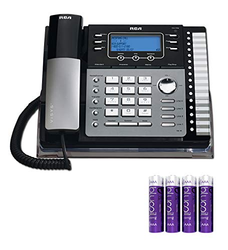 RCA 25424RE1 4-Line Expandable Phone System with Intercom Bundle with Blucoil 4 AAA