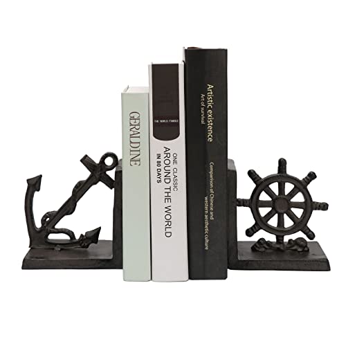 Anchor And Ships Wheel Cast Iron Bookends #TOP1