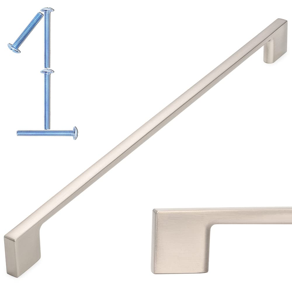 KOOFIZO 1 Pack 11-5/16 Inch Brushed Nickel Kitchen Cabinet Pulls Stain Nickel Cabinet Handles Silver Cabinet Hardware for Kitchen Cabinets Drawer P01 Dresser Cupboard Bedroom Bathroom — image 1