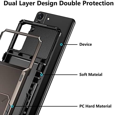 Vunake for Samsung S22 Plus Case with Card Holder S22 Plus Wallet Case [Max 4 Cards] Dual Layer Protective Case Heavy Duty PC TPU Bumper Shockproof Phone Case Cover for Samsung Galaxy S22 Plus 5G