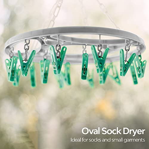 pegs it Oval Sock Dryer with 20 Pcs Clothes Pegs Sock Hanger for Washing Line Quick and Efficient Drying Sock Dryer with pegs Lightweight & Rust-Proof | Aqua Blue & Grey - Image 6
