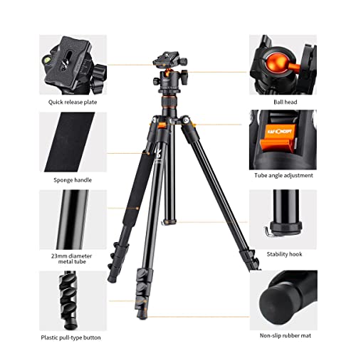 K&F Concept Sa234 4-Section Aluminum Dslr Tripod With Ball Head #TOP4