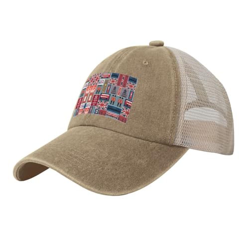 MDATT Gorra de béisbol clásica con estampado de símbolos de Inglaterra, para hombres y mujeres, con hebilla ajustable, natural, Talla única