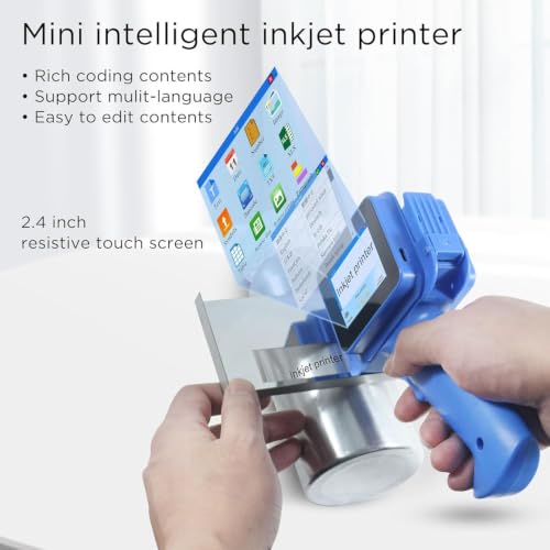 Image of MF-108 Mini Pro Handheld TIJ Inkjet Printer | 12.7mm Print Height | 600 DPI High Resolution | Batch Coding Machine for MRP, MFG, EXP Date, QR Code & Barcode | with Solvent Cartridge