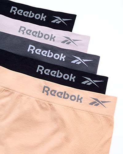 Reebok Women?S Underwear ? Seamless High Waist Brief Panties (5 Pack), Size Large, Black/Rose/Grey/Black #TOP1