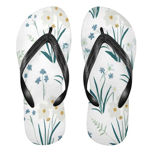 Burbuja White Primroses Flowers Flip Flops for Women Men, Soft Thong Sandals Rubber Slippers for Pool Beach Essentials
