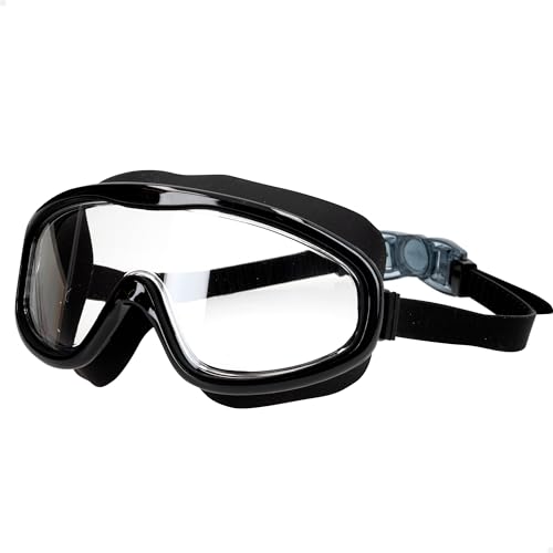 AKTIVE Aqua Sport Gafas Buceo niño, Negro, Banda Silicona elástica Ajustable, Cierre de Clic, Libre de látex, Hipoalergénico, Antivaho, Antifugas, Protección UV, Máscara Snorkel, 12 años (54243)
