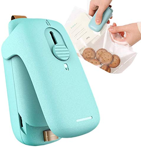 Mini sellador de bolsas, máquina de sellado portátil 2 en 1, sellador de calor de cocina de mano con cortador para bolsas de plástico Snack de almacenamiento de alimentos Cover