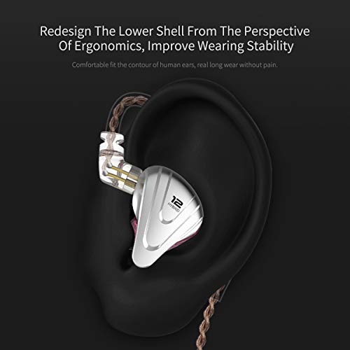 KZ ZSXターミネーターメタルヘッドセット5BA + 1DDハイブリッド12ドライバーHIFIベースイヤフォンインイヤーモニターヘッドホンノイズキャンセリングイヤホン(マイクなし、シアン)