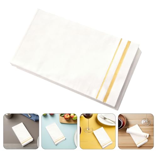 Servilletas sofisticadas de papel resistente con filo de oro para cenas 7