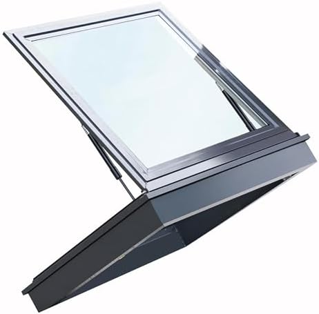 Indoor Attic Skylight Window - Aluminum Frame, Tempered Glass, Large Sloped Flat Roof Light Well, Rooftop Egress Cover for Hallway (33.5x33.5in) - Enhance Natural Light